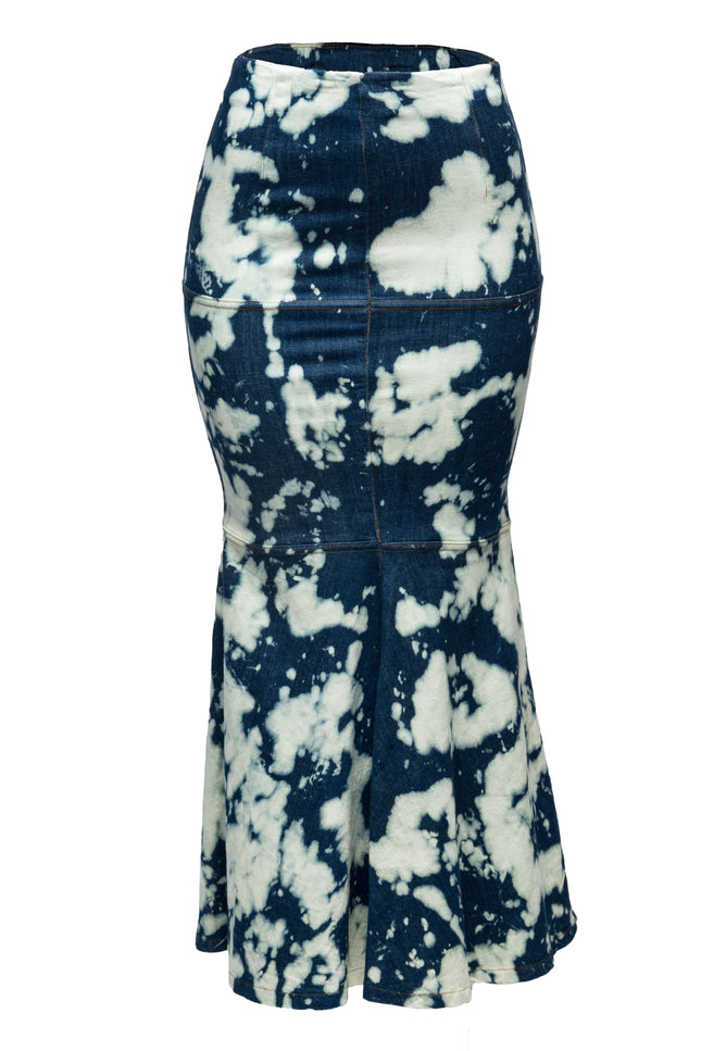Acid Wash denim mermaid maxi skirt - Muvin 