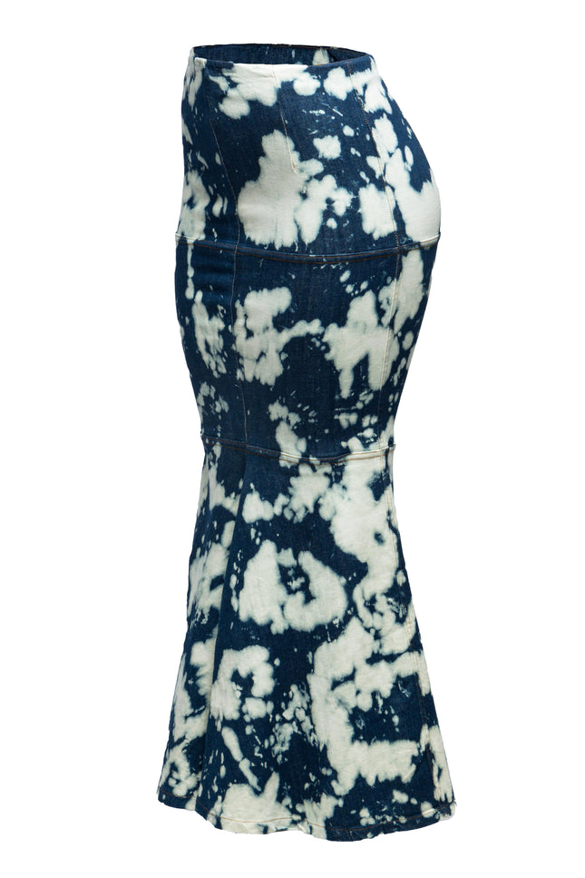 Acid Wash denim mermaid maxi skirt - Muvin 