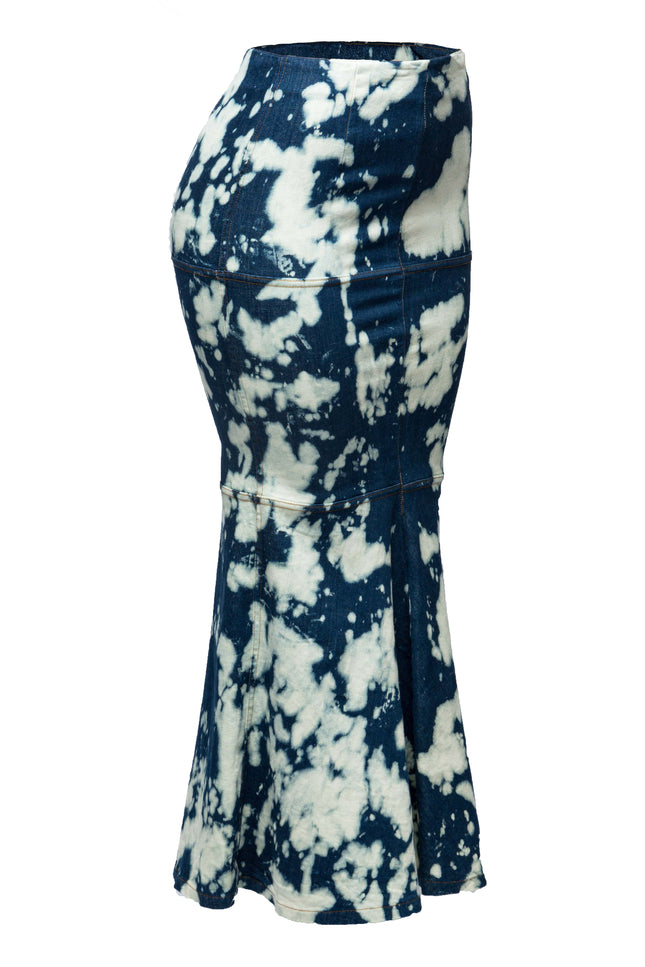 Acid Wash denim mermaid maxi skirt - Muvin 