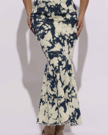 Acid Wash denim mermaid maxi skirt - Muvin 