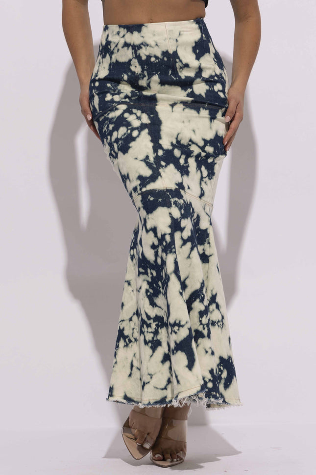Acid Wash denim mermaid maxi skirt - Muvin 