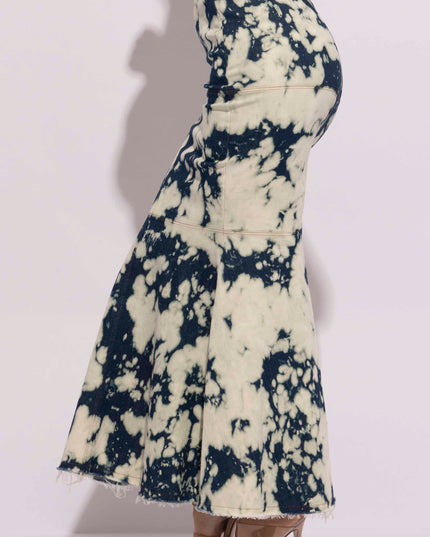 Acid Wash denim mermaid maxi skirt - Muvin 