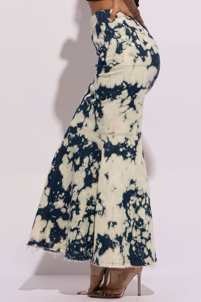 Acid Wash denim mermaid maxi skirt - Muvin 