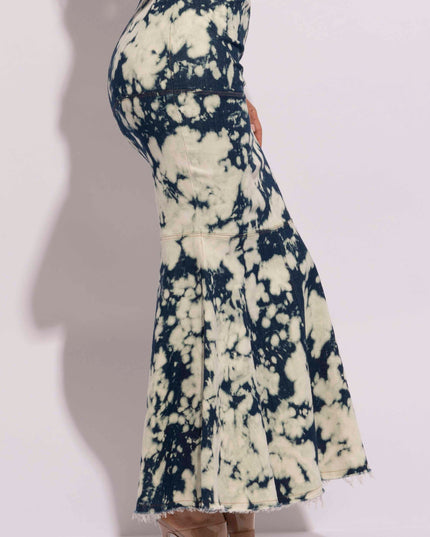 Acid Wash denim mermaid maxi skirt - Muvin 