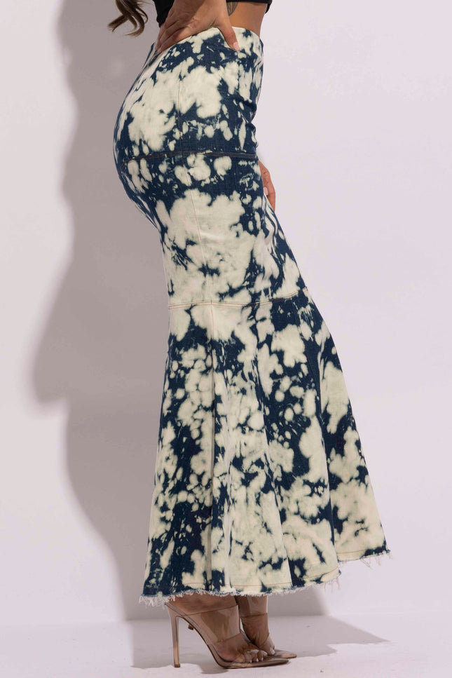 Acid Wash denim mermaid maxi skirt - Muvin 