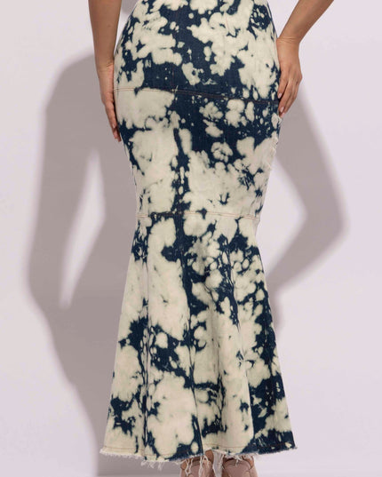 Acid Wash denim mermaid maxi skirt - Muvin 