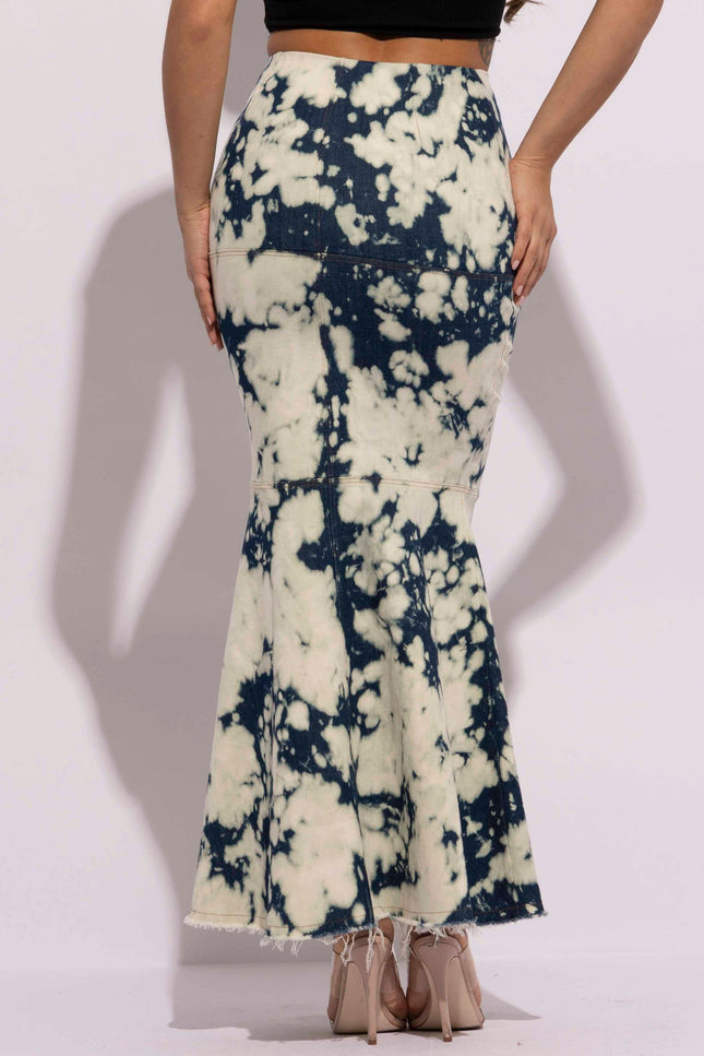 Acid Wash denim mermaid maxi skirt - Muvin 