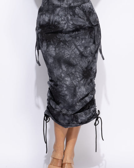 Tie dye Ruched maxi skirt - Muvin 