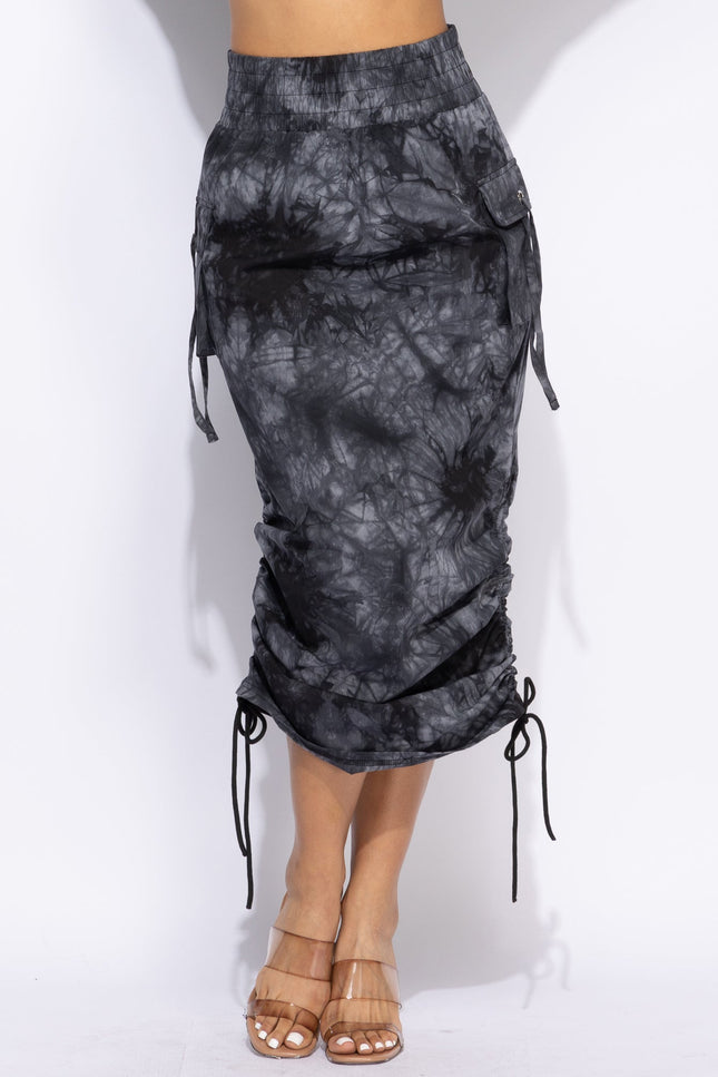 Tie dye Ruched maxi skirt - Muvin 