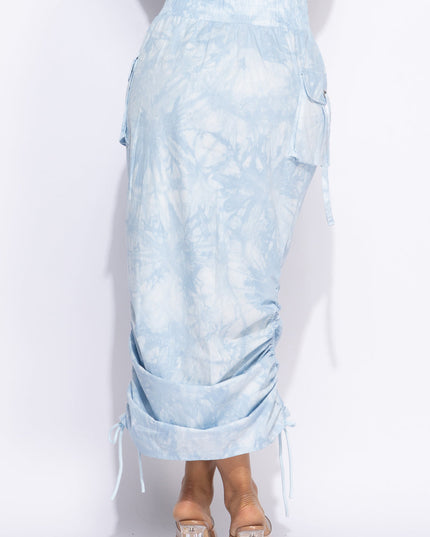 Tie dye Ruched maxi skirt - Muvin 