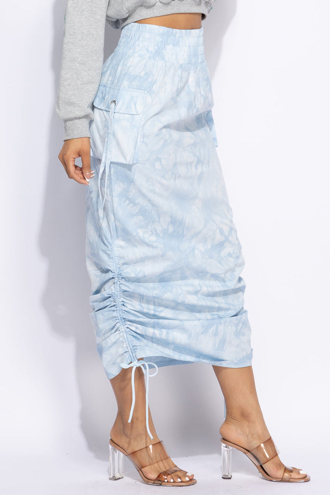 Tie dye Ruched maxi skirt - Muvin 