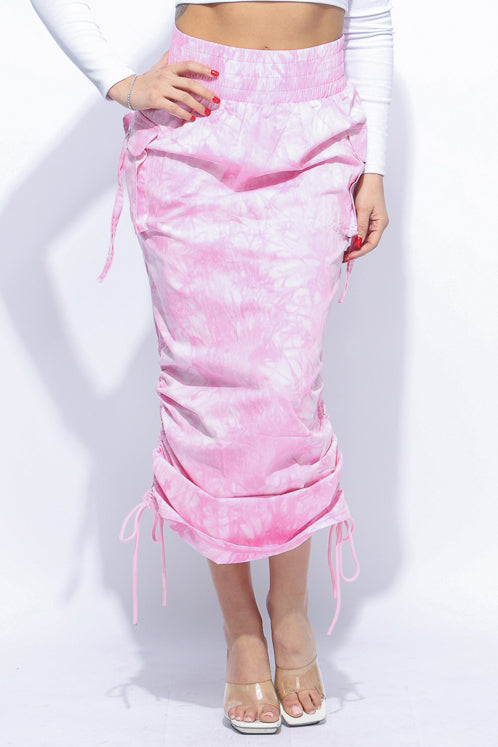 Tie dye Ruched maxi skirt - Muvin 