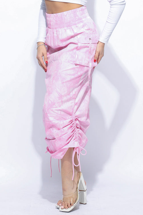 Tie dye Ruched maxi skirt - Muvin 