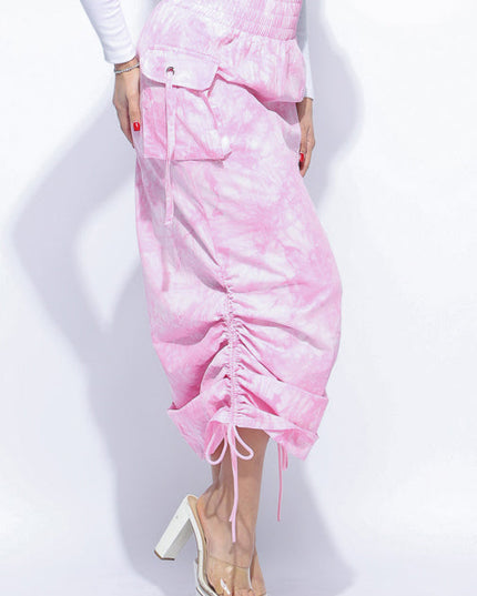 Tie dye Ruched maxi skirt - Muvin 