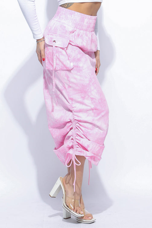 Tie dye Ruched maxi skirt - Muvin 