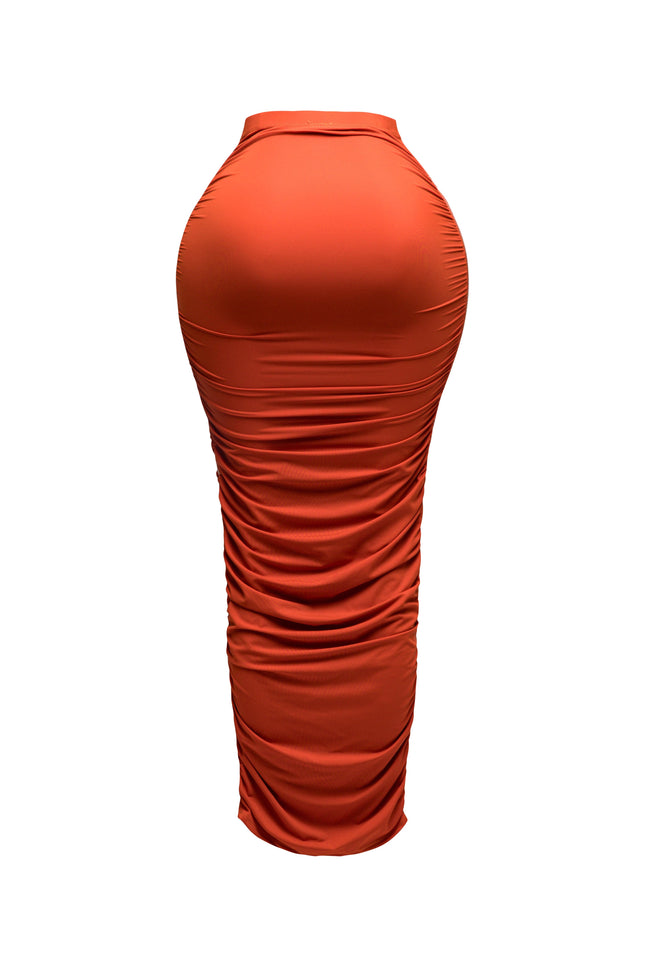 Side zippered ruched maxi skirt - Muvin 