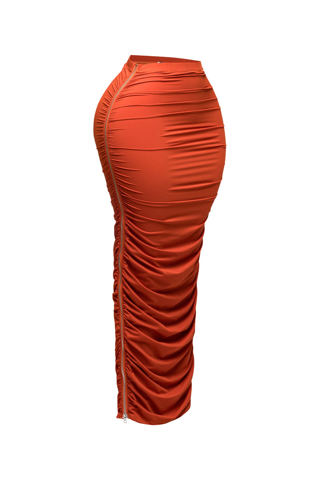 Side zippered ruched maxi skirt - Muvin 