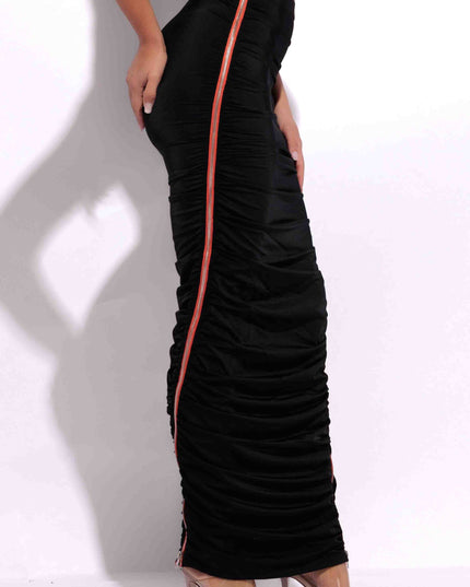Side zippered ruched maxi skirt - Muvin 