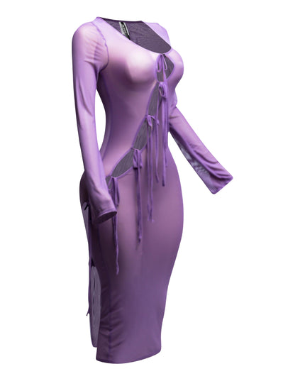 Tie Detailed Mesh Coverup Dress - Muvin 