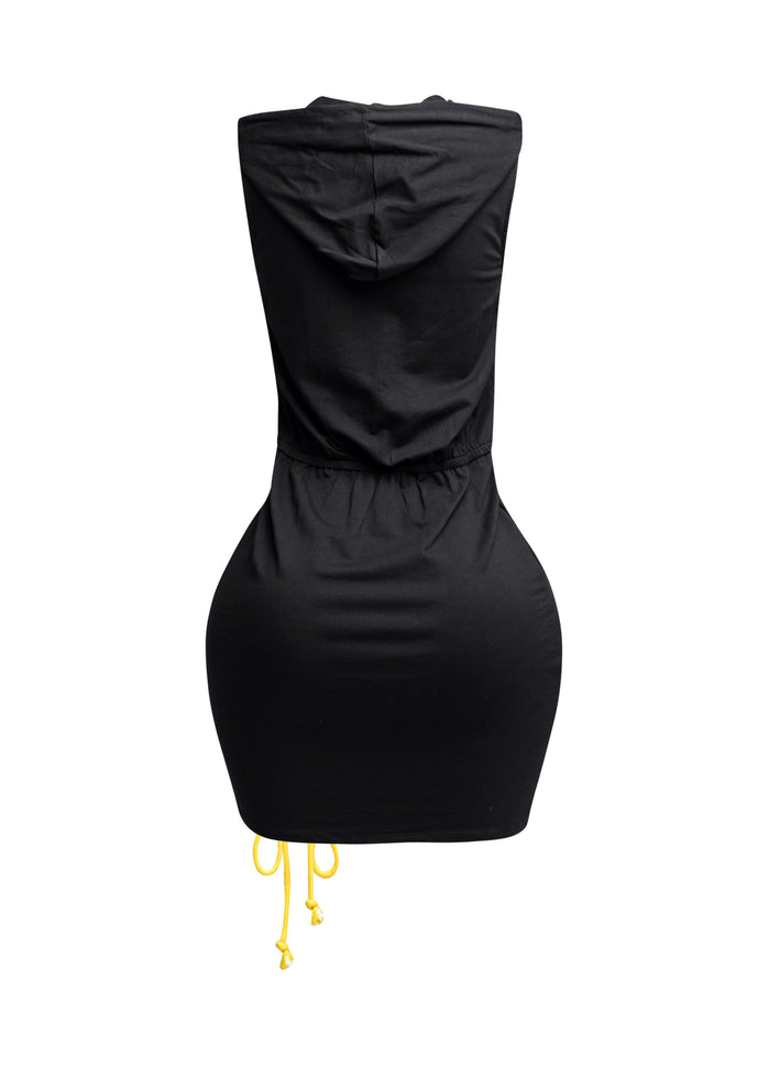 Cross Tied Hoodie Sleeveless Mini Dress - Muvin 
