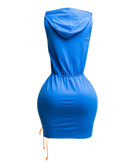 Cross Tied Hoodie Sleeveless Mini Dress - Muvin 