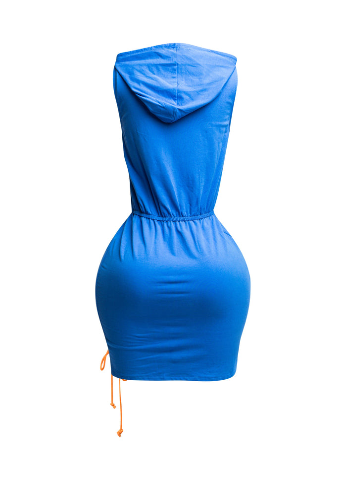Cross Tied Hoodie Sleeveless Mini Dress - Muvin 