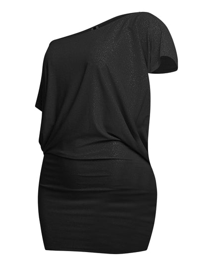 Disco Muse One Shoulder Glitter Mini Dress. - Muvin 