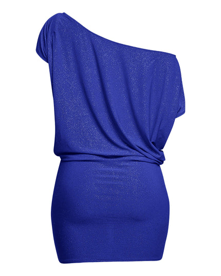 Disco Muse One Shoulder Glitter Mini Dress. - Muvin 