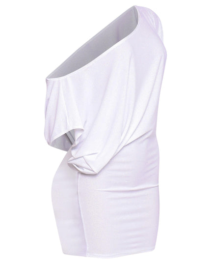 Disco Muse One Shoulder Glitter Mini Dress. - Muvin 