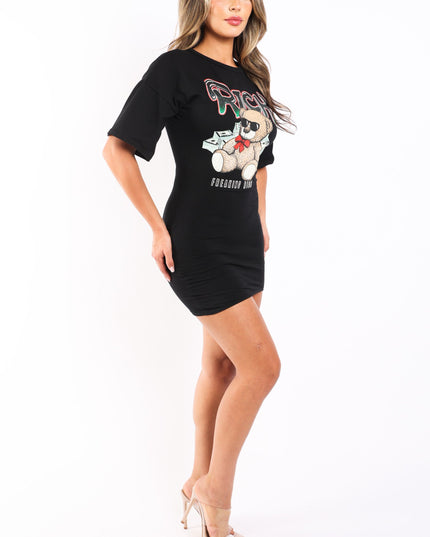 Rich bear printed t shirt dress - Muvin 