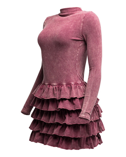 Mineral washed ruffle mini dress - Muvin 