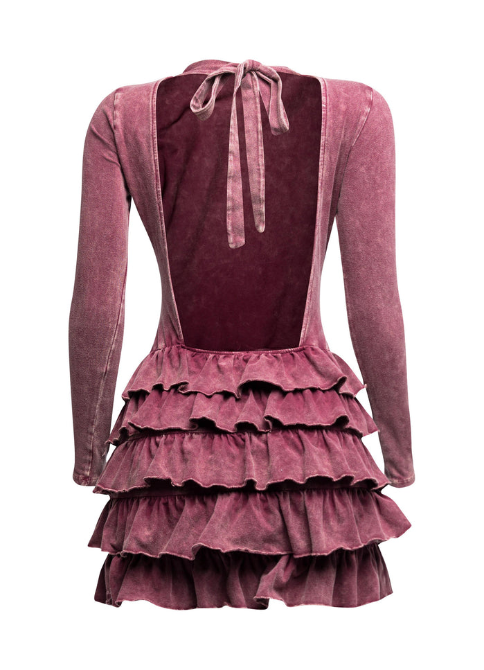 Mineral washed ruffle mini dress - Muvin 