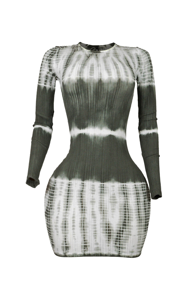 Tie dye long sleeve mini dress - Muvin 