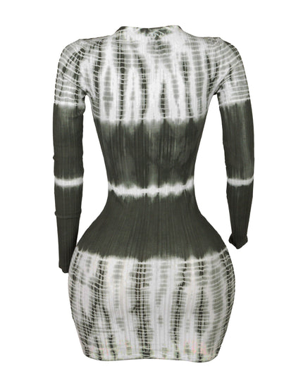 Tie dye long sleeve mini dress - Muvin 