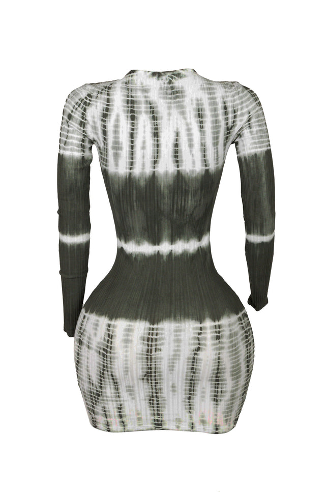 Tie dye long sleeve mini dress - Muvin 