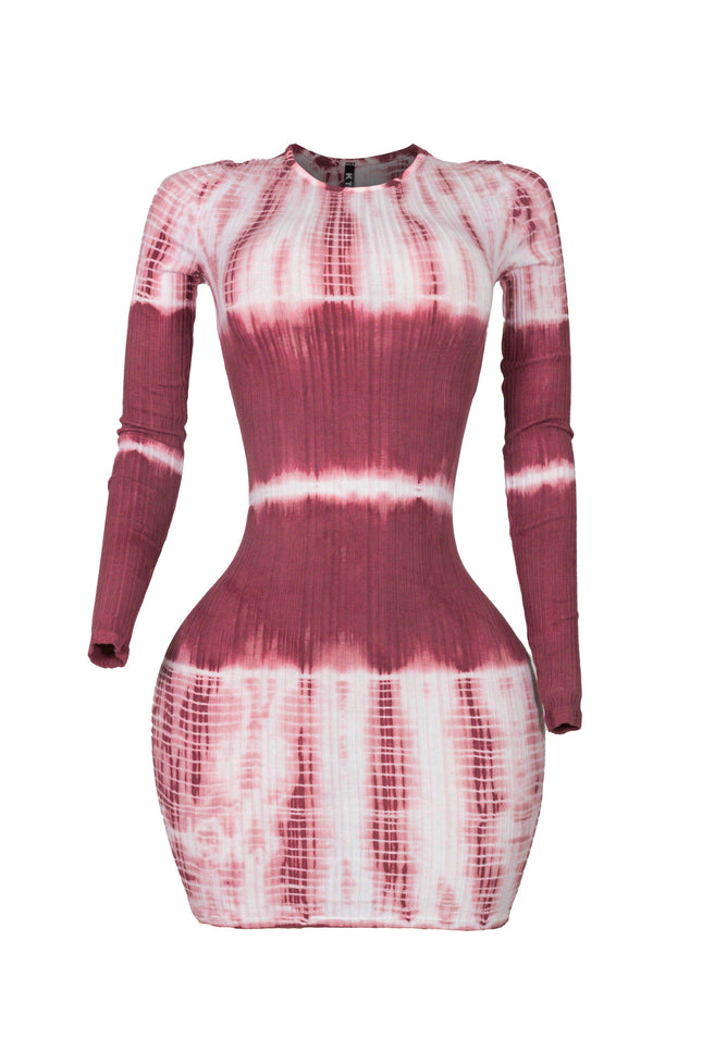 Tie dye long sleeve mini dress - Muvin 