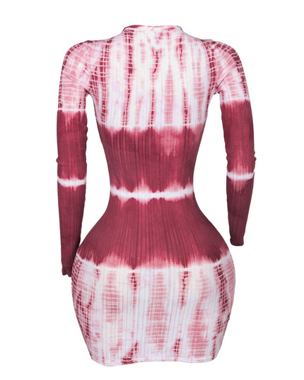 Tie dye long sleeve mini dress - Muvin 