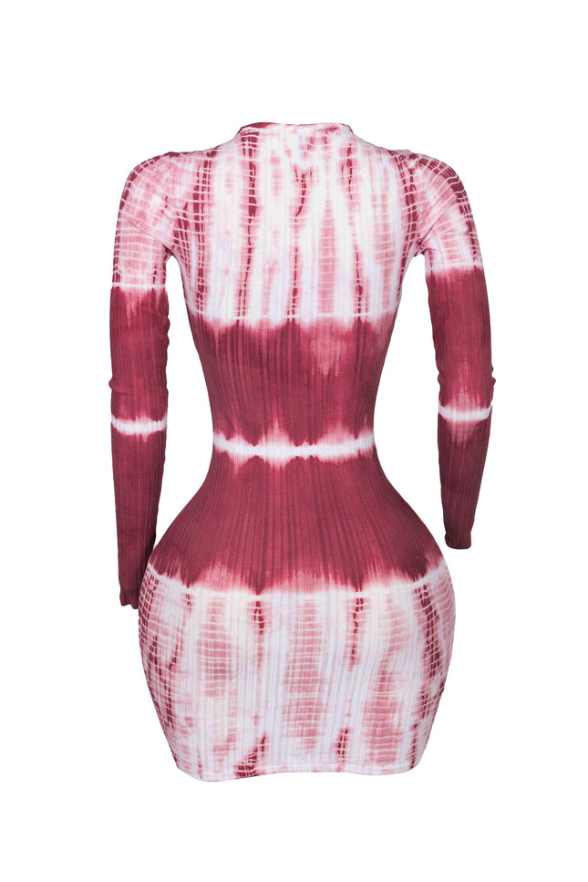 Tie dye long sleeve mini dress - Muvin 
