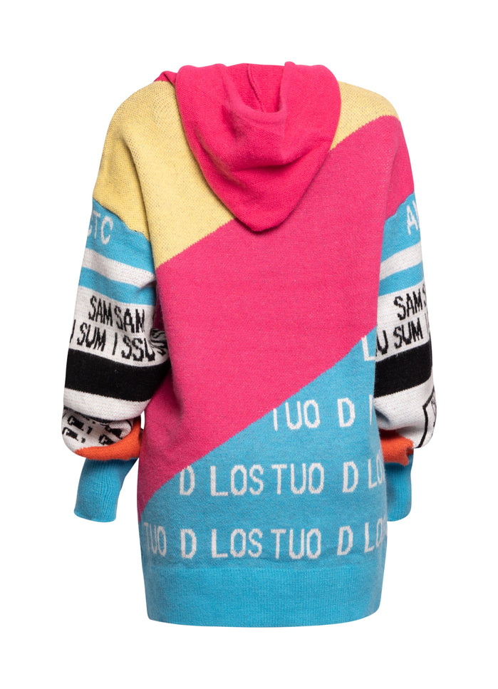 Color Block Hooded Knit Sweater Dress - Muvin 