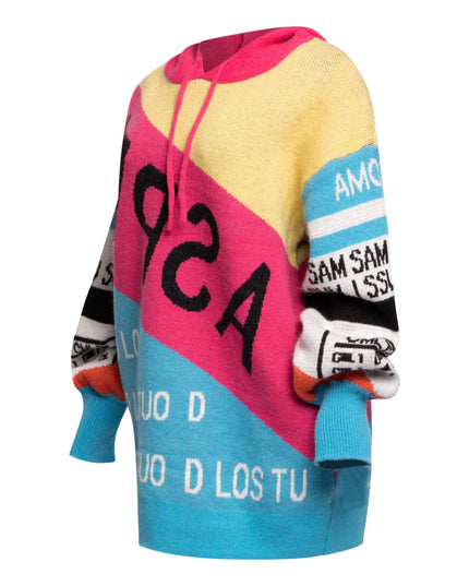 Color Block Hooded Knit Sweater Dress - Muvin 
