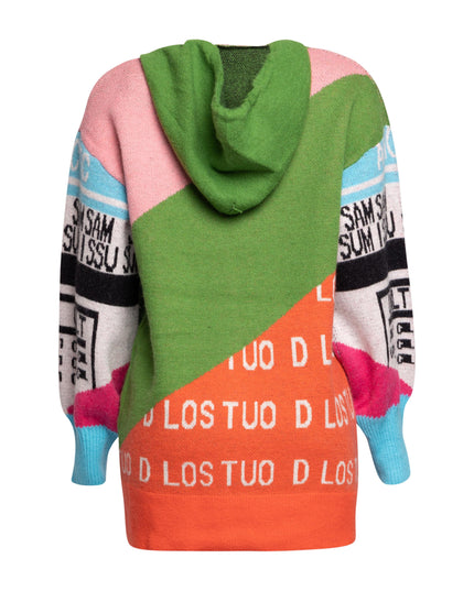 Color Block Hooded Knit Sweater Dress - Muvin 