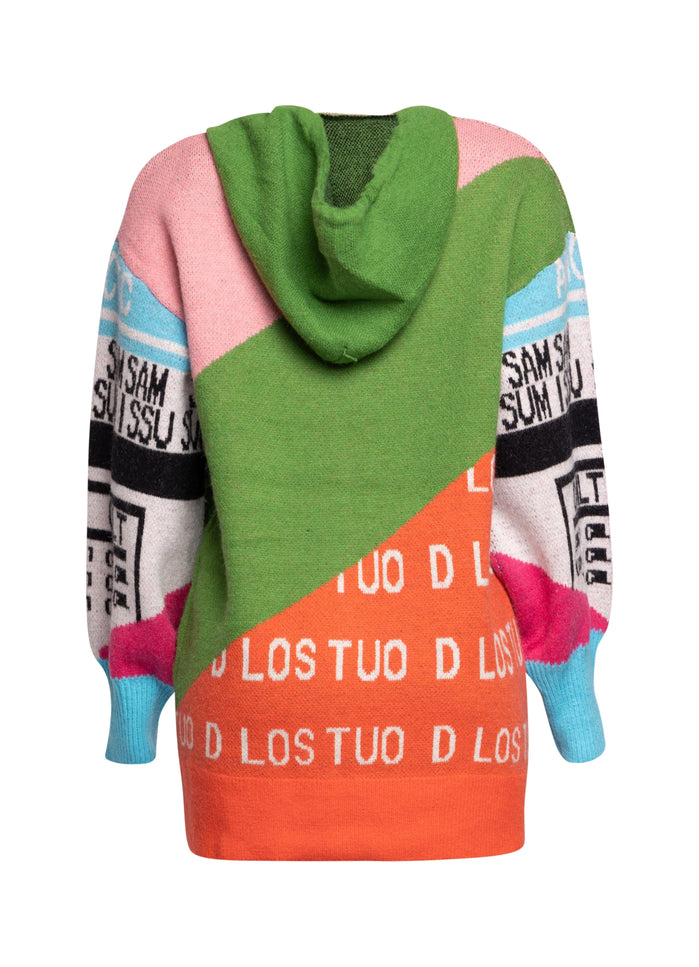 Color Block Hooded Knit Sweater Dress - Muvin 