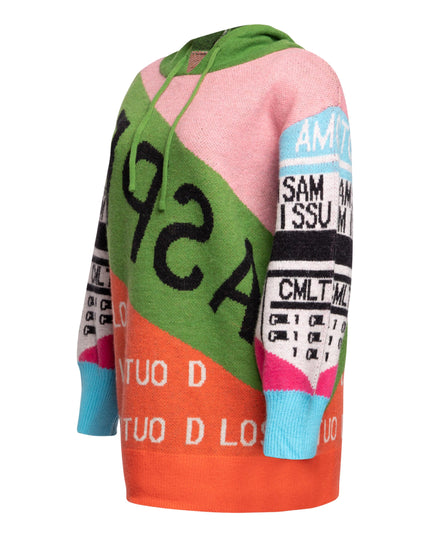 Color Block Hooded Knit Sweater Dress - Muvin 