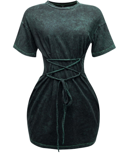 Lace up detailed mini dress - Muvin 