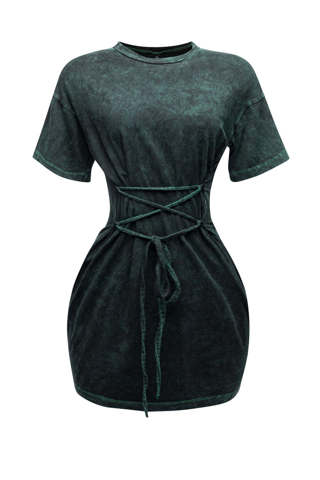 Lace up detailed mini dress - Muvin 