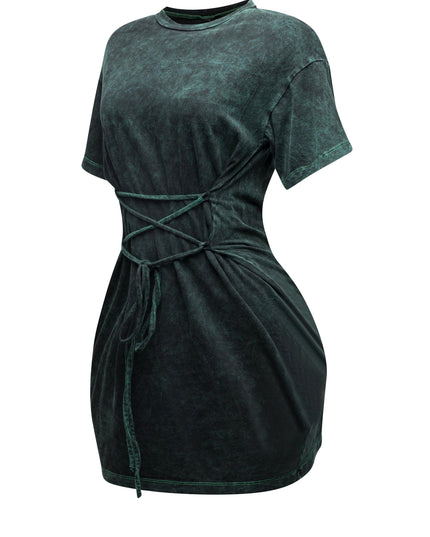 Lace up detailed mini dress - Muvin 