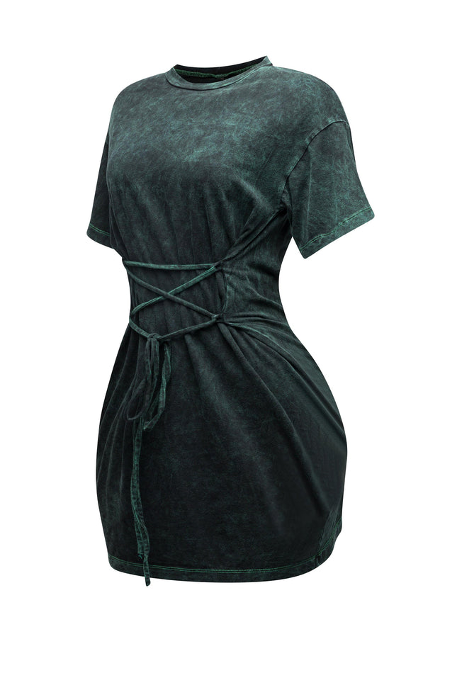 Lace up detailed mini dress - Muvin 
