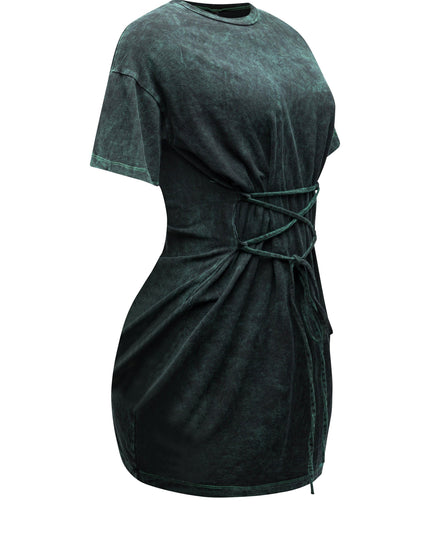 Lace up detailed mini dress - Muvin 