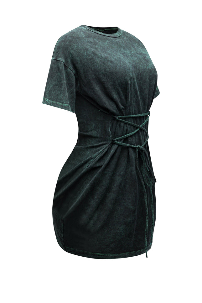 Lace up detailed mini dress - Muvin 