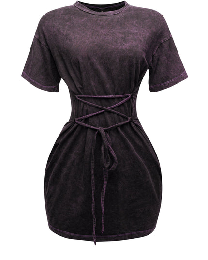 Lace up detailed mini dress - Muvin 